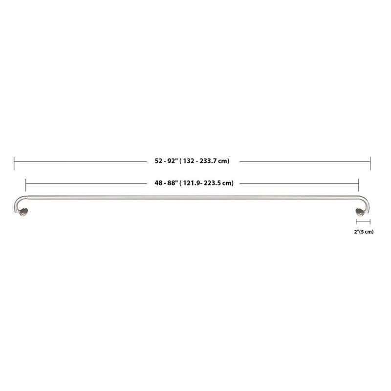 Extendable Window Curtain Pole For Eyelet Curtains , 22Mm Diameter, 122-224Cm, White