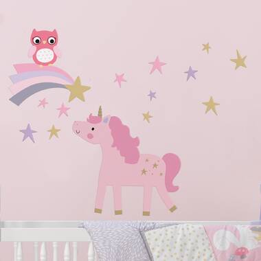 Bedtime Originals Rainbow Unicorn Pink/Purple/White Stars Fleece Baby  Blanket