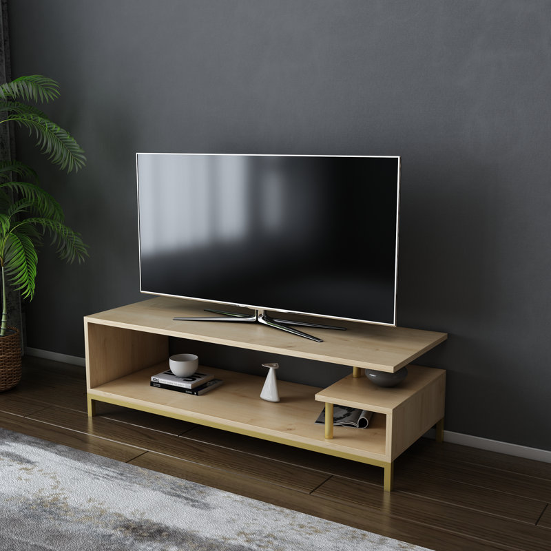 Reily TV Stand for TVs up to 50", Gold/Oak