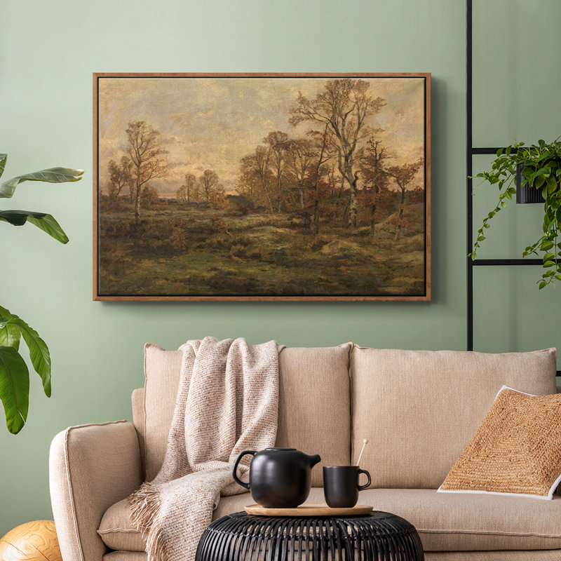 Paysage rétro - DCLIV, reproduction d'art sur toile, Toile encadrée noyer flottant, H 17 po x l 25 po x P 2 po