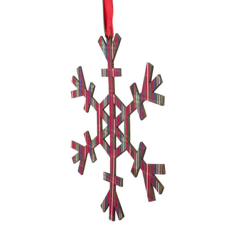 Ornement de Noël en forme de flocon de neige 8 po Tartan Stellar