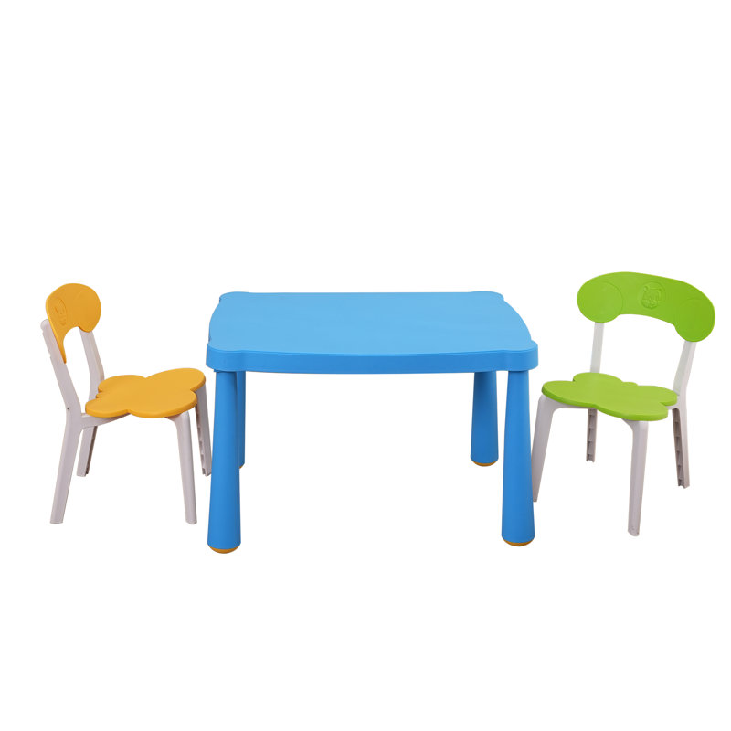 Arrellano Rectangulaire 2 - Ensemble préscolaire et chaises pour étudiants, Bleu / Vert / Jaune