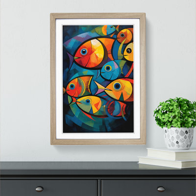 Fish Action - Single Picture Frame Print on Wood