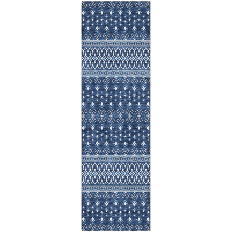 Premium Machine Washable Prisco Navy Rug