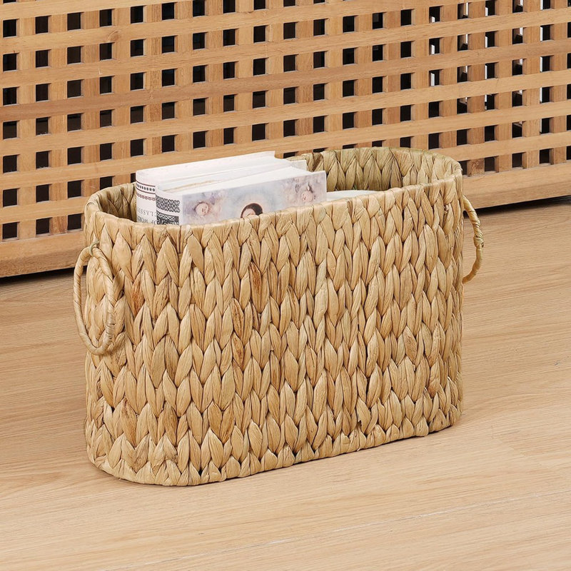 Panier de rangement en papier hygiénique Water Hyacinth - Organisateur de salle de bain mince, peut contenir jusqu'à 9 méga rouleaux