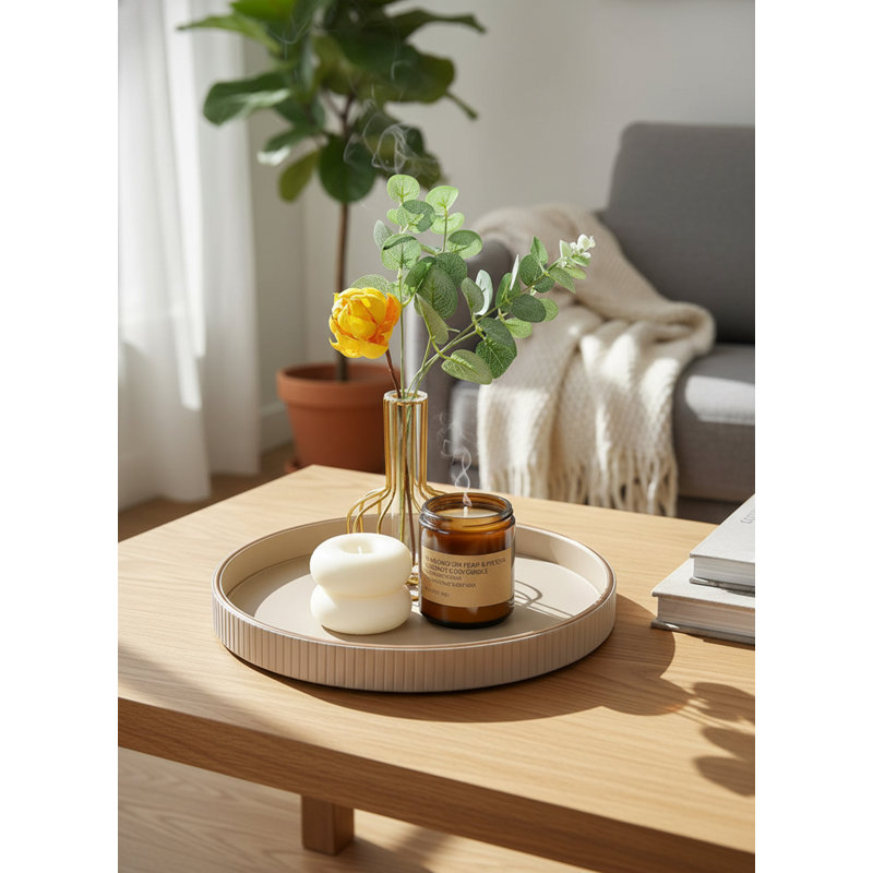 Leather Tray, Beige