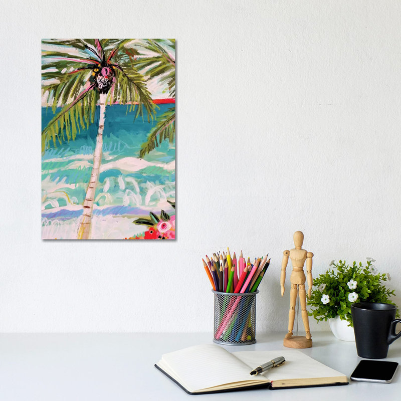 Palm Tree Whimsy I by Karen Fields - Wrapped Canvas Painting, 20.32 cm H x 30.48 cm W