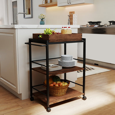 3-Tier Rolling Kitchen Cart with Removable Serving Tray by 17 Stories