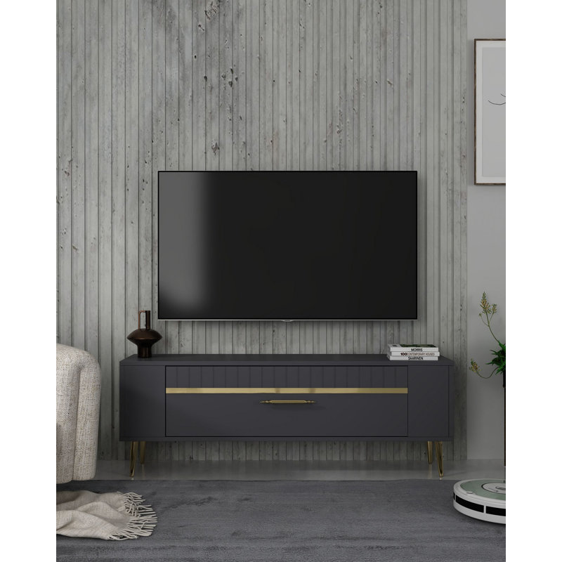 Olivia Unfinished TV Stand, 120cm, Grey/Gold