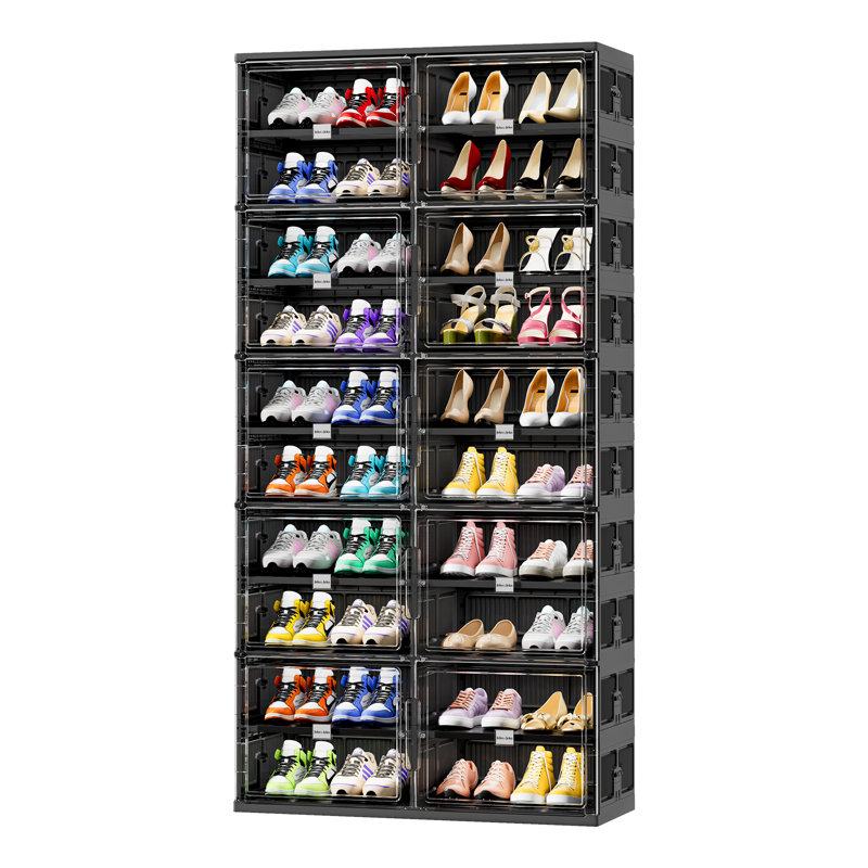 Foldable Shoe Rack Organizer , Large Shoe Cabinet With Magnetic Doors, 10