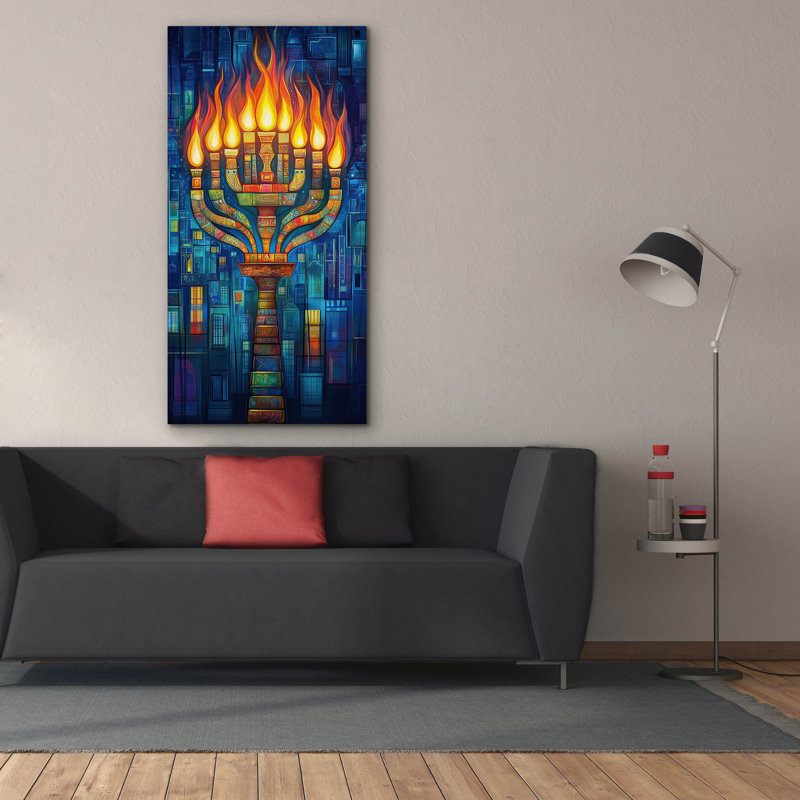  «Hanukkah Menorah» par Rich Monet, art mural sur toile, 30 po x 60 po