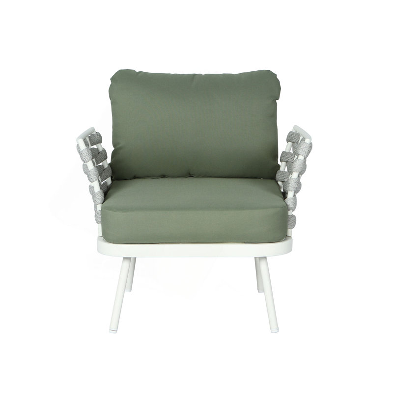 Ensemble de 2 fauteuils club Mariano, Blanc cassé, Vert