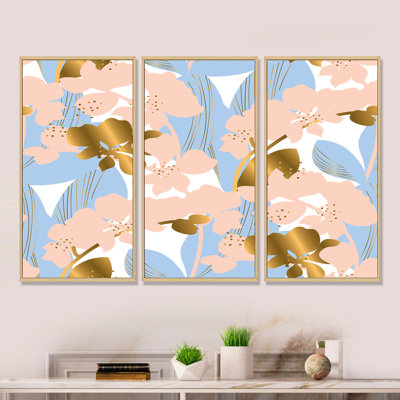 Golden Foliage XV - reproduction de cadre photo sur toile 3 pièces