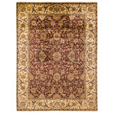 Hand Knotted Wool Oriental Area Rug in Aubergine And Cream