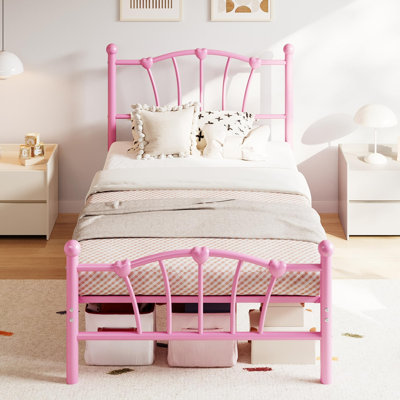 Heart-Shaped Metal Bed Frame – Heavy-Duty Sturdy Design, 600 Lbs Capacity