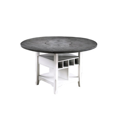 Modern Dining Table, Round Or Square Shape, Antique White And Gray, Built - In Storage Lazy , Suitable For Room Seats 6