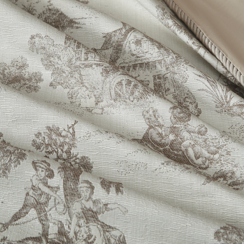 Austin Horn Classics Cosmopolitan Toile Comforter Set With Added Flange, King Comforter + 2 Shams, Taupe