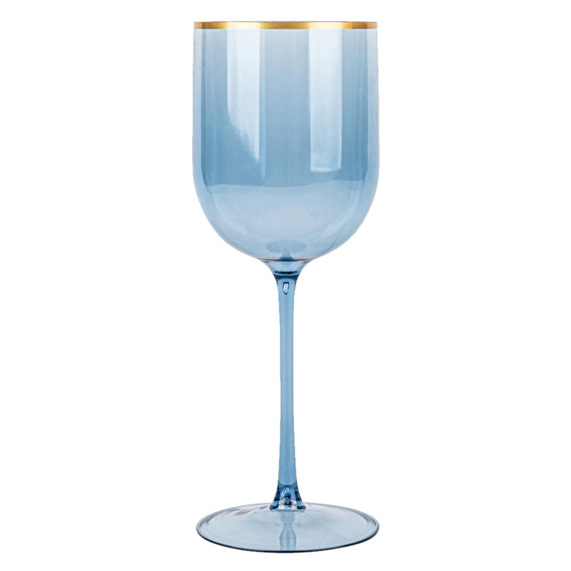 Verres à vin en plastique 12 oz avec bordure dorée Ecoqualité 15 invités