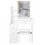 29.2" Small Size Left Bedside Cabinet Vanity Table + Cushioned Stool, 2 Ac+2 Usb Power Station, Hair Dryer Bracket, Extra Large Touch Control Sliding Led Mirror, Tri-Colour Switching, Brightness Adjust-295352625