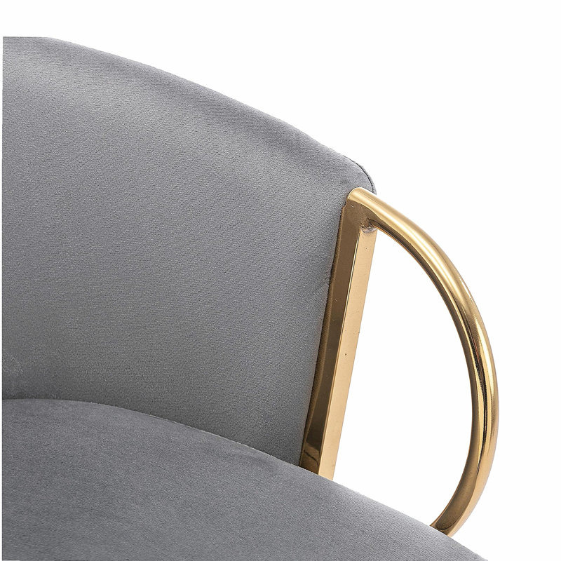 Tabourets Dardar, avec repose-pieds chromé et base / tabouret simple à pieds dorés, Gris