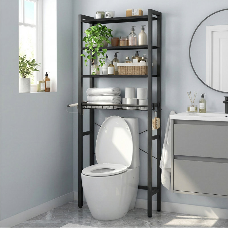Rangement au-dessus de la toilette, H 68 po x l 23,6 po x P 9,4 po, Noir, 3