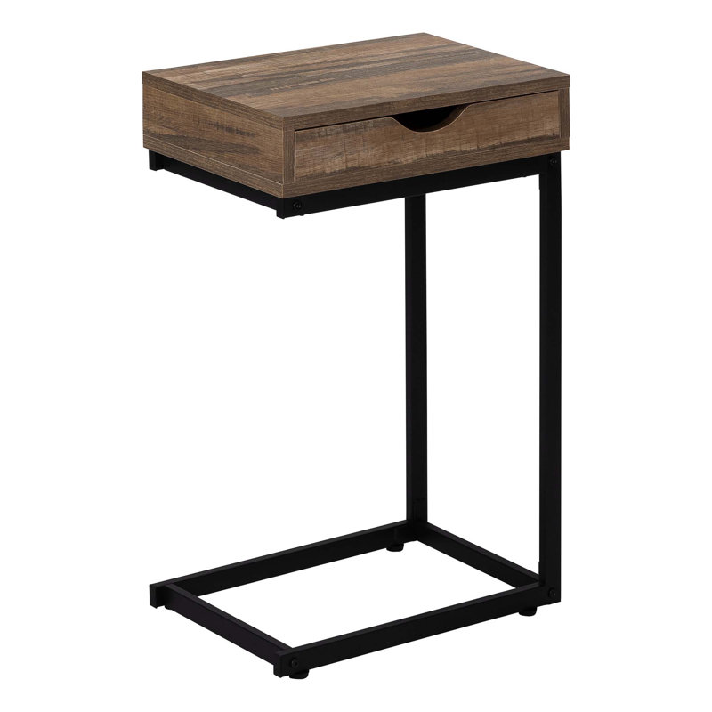 End Table with Storage, Brown, Black, 24.5" H x 16" W x 10.25" D