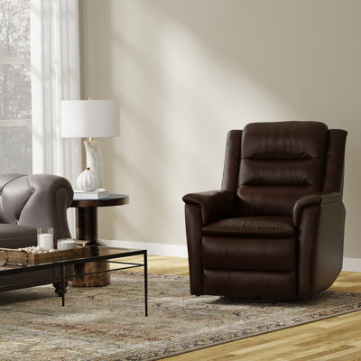 Global Home Swivel Glider Recliner With Manual Footrest In Brazil Tobacco