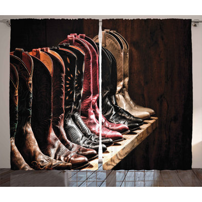Adowlfe Various Type of  Rodeo Cowgirl Leather Boots Semi-Sheer Curtain Panel
