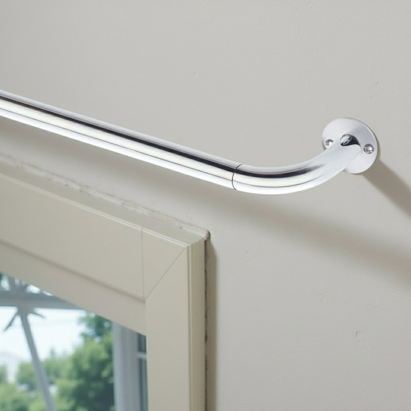 Adjustable 3cm Single Curtain Pole, Chrome, 70cm - 120cm