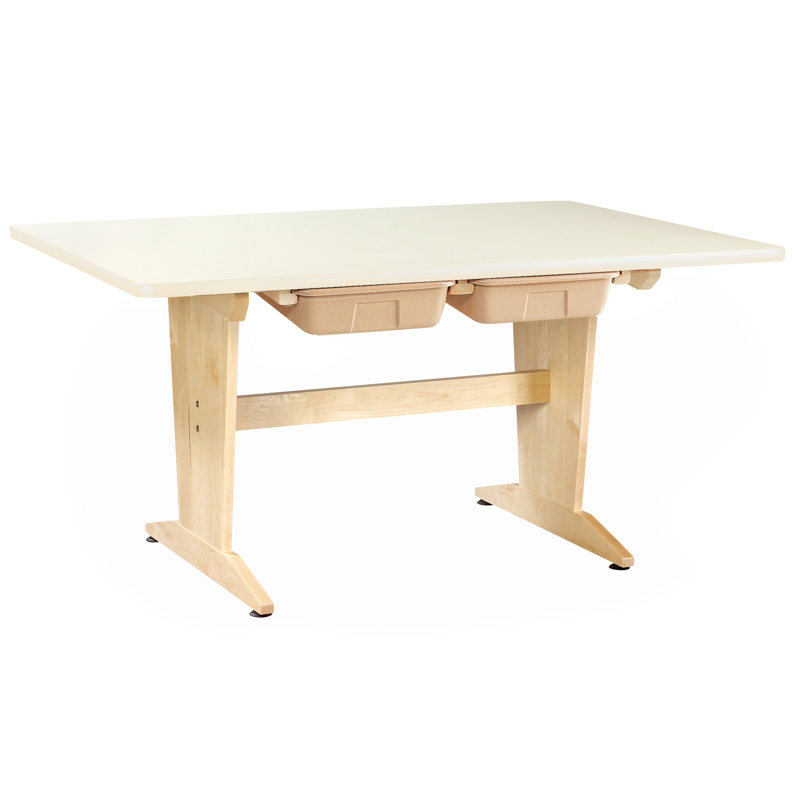 Bureau multi-étudiants en bois manufacturé, H 26 po x l 60 po x P 42 po, Plastique stratifié amande