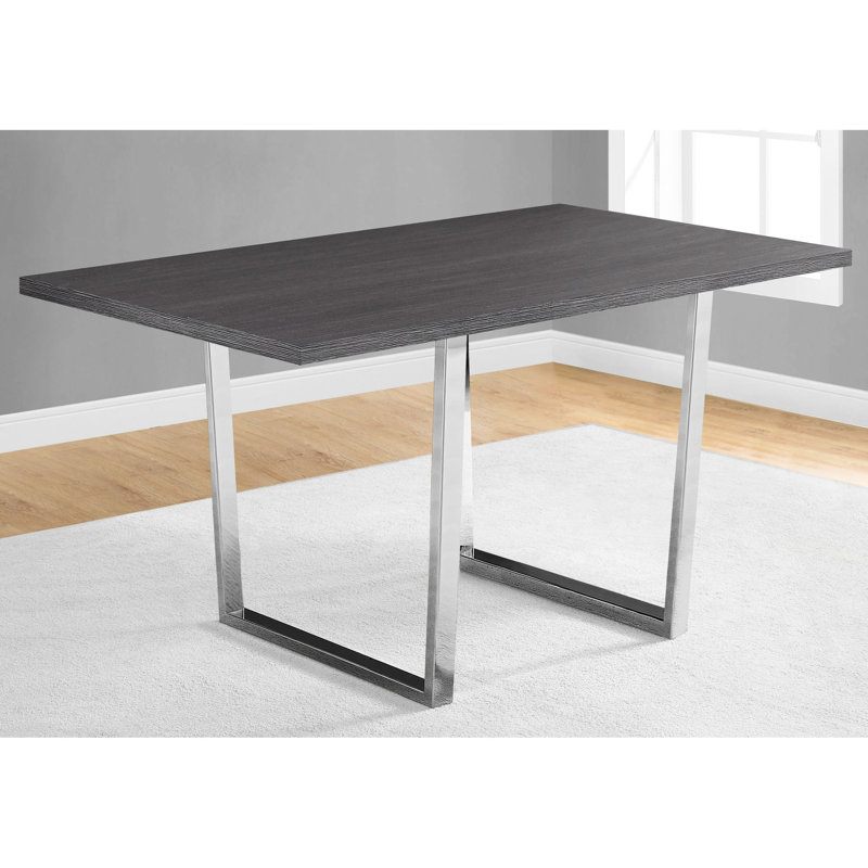 Table de salle à manger en stratifié gris 60 po, conception rectangulaire, composant de connecteur de pied en métal, moderne pour la cuisine et la chambre, sièges 4, fixation