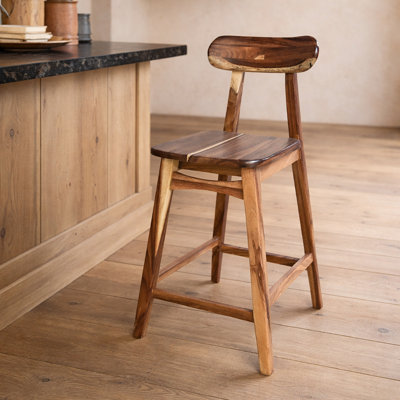 Heritage Curve Parota Wood Barstool