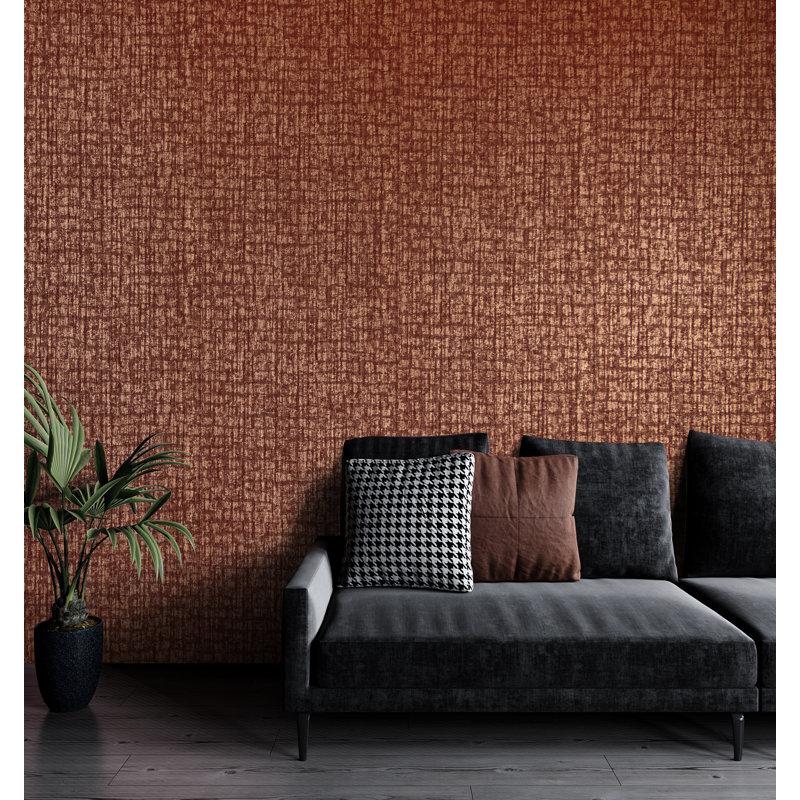 Adonea Zeus Textured Metallic 33' L x 21" W Wallpaper Roll, Ruby Red