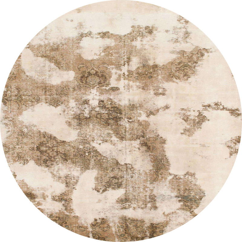 Tapis décoratif multicolore à motif abstrait, Rond 4 pi