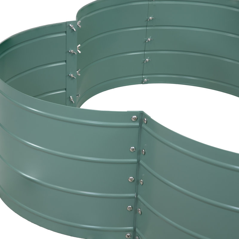 Rotisha Outdoor 4-Leaf Clover Galvanized Steel Raised Garden Bed - Green, Green