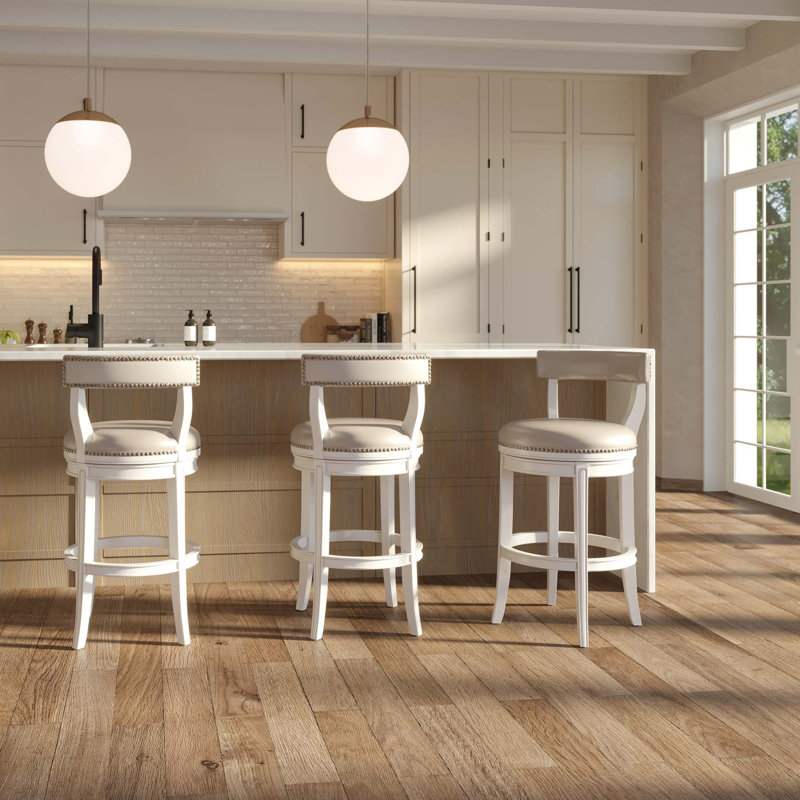 Tabouret de bar élégant avec structure en bois courbé et revêtement en similicuir
