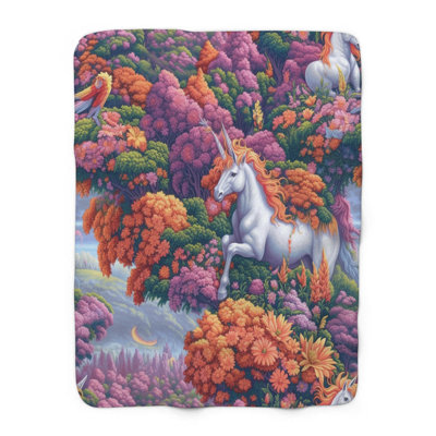 Enchantement de fleurs colorées - couverture en sherpa de qualité supérieure 1 pièce - reproduction d'art luxueuse