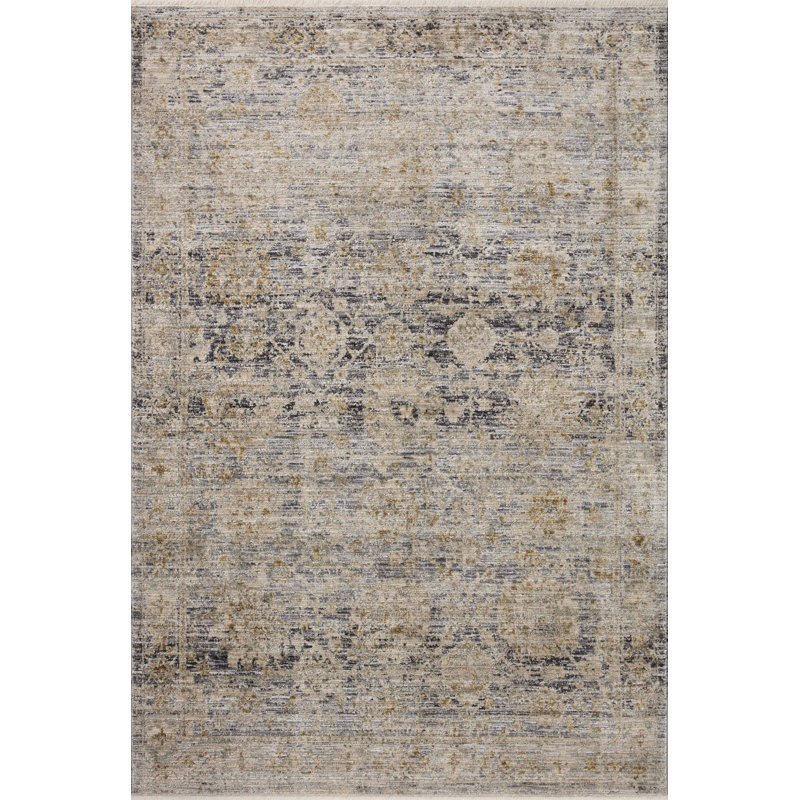 Jean Stoffer x Loloi Katherine Charcoal / Gold Area Rug, Rectangle 9'6" x 13'1"