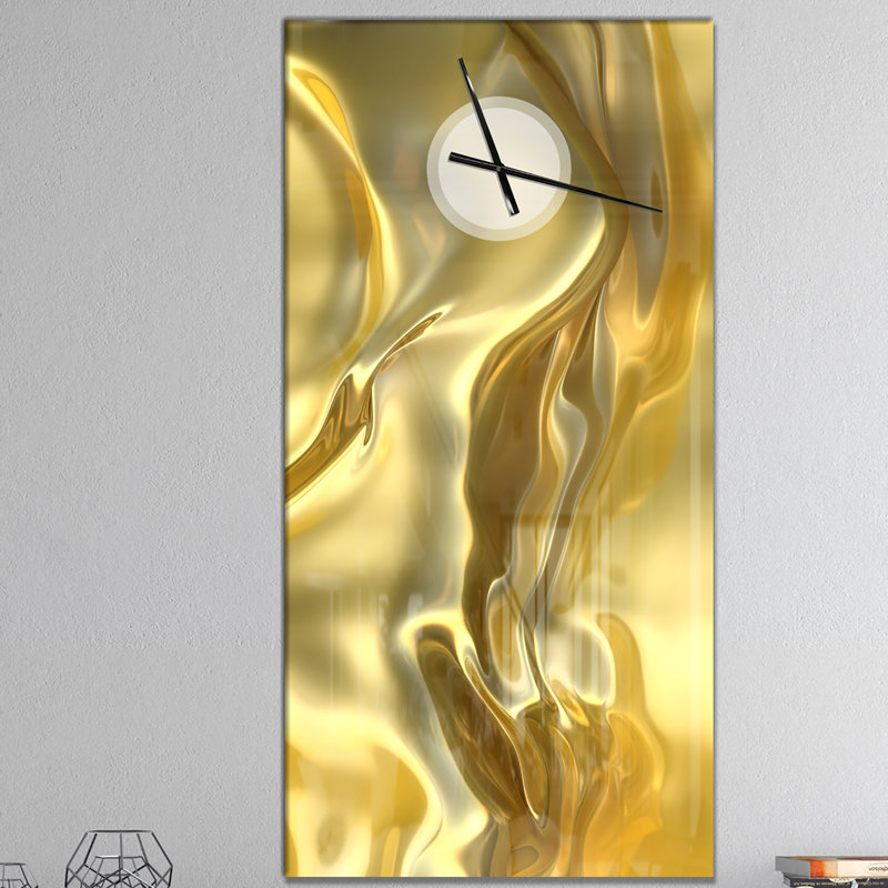 Texture de tissu doré - horloge murale moderne, H 48 po x l 24 po x P 1 po