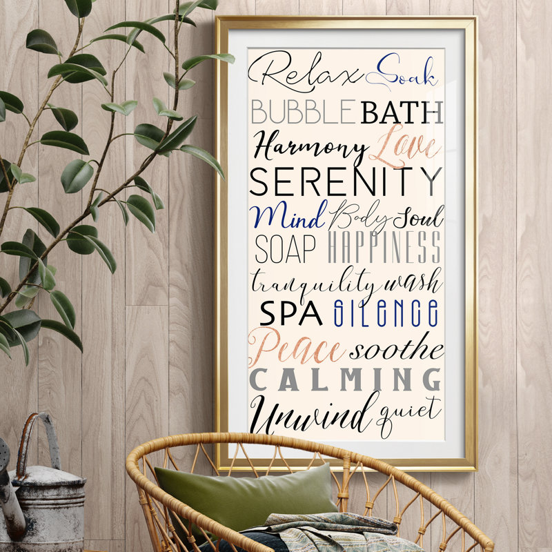 Bath Expressions - Cadre photo, impression d'art textuel sur papier, H 10,5 po x l 18,5 po x P 1,5 po, Papier encadré doré