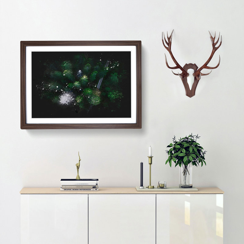 Green Forest N Sweden - Picture Frame Graphic Art Print, Walnut Framed, 24cm H x 33cm W x 2cm D