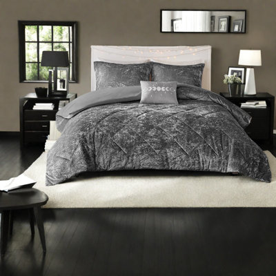 Ensembles de literie en velours gris luxueux, simple / simple TG, chambre à coucher moderne