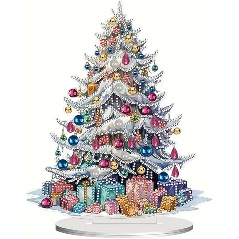 Anesti 5D DIY Christmas Tree with Presents Diamond Painting Kit Crystal Rhinestone Acrylic Table Top Decoration (Xmas Tree 1)