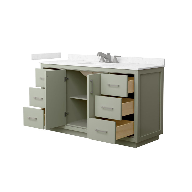 Icon Freestanding Single Bathroom Vanity with Cultured Marble Top, Carrara Cultured Marble, 60"