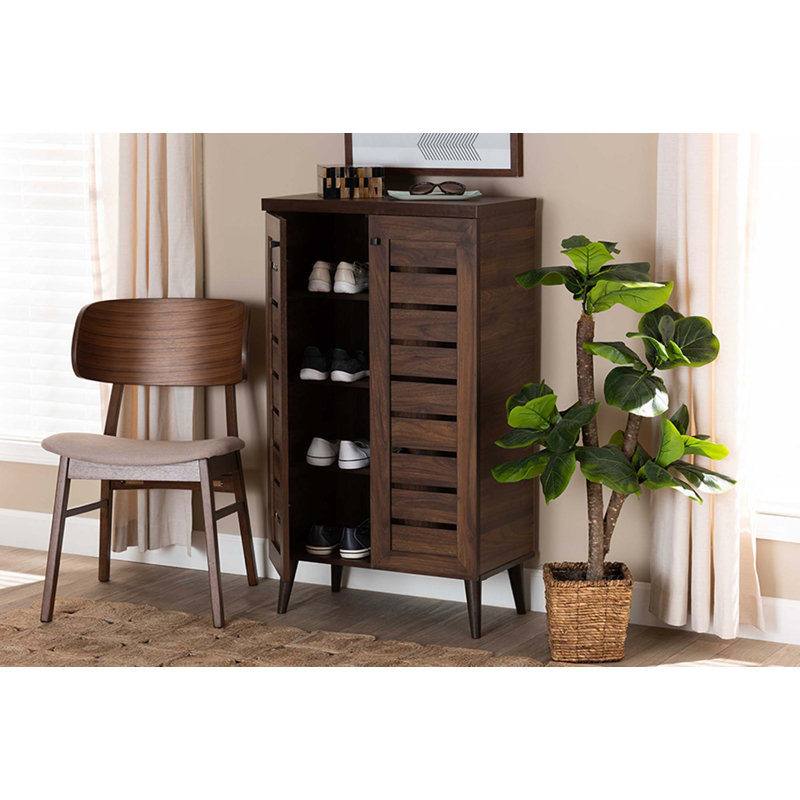 8 Pair Shoe Storage Cabinet, Walnut Brown