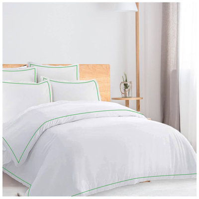 400TC Cotton Single Edge Embroidery Sateen Solid Duvet Cover Set