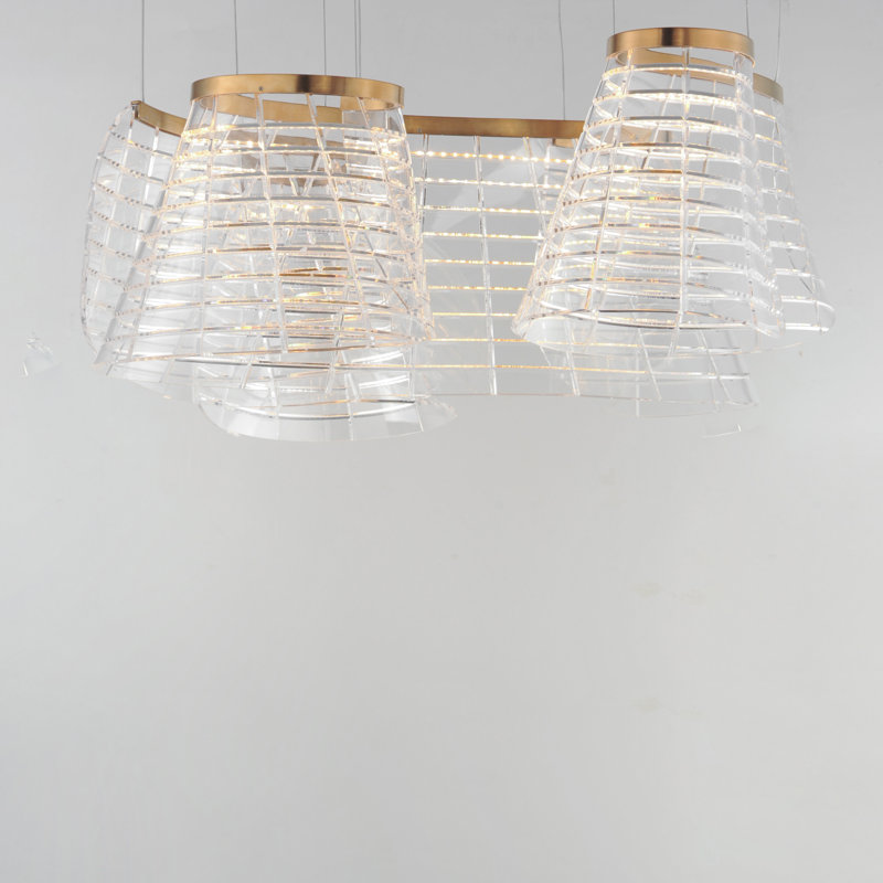 Luminaire suspendu tartan à lumières multiples, Champagne brossé