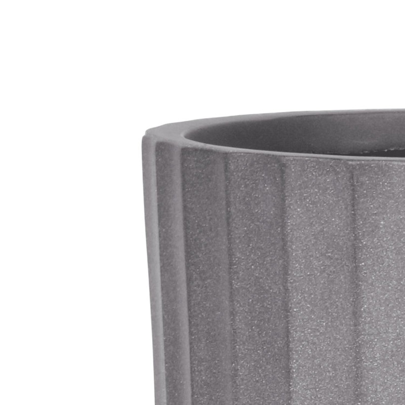 Concrete Effect Cylinder Round Planter on Hardwood Legs, Round Indoor Plant Pot Stand for Indoor Plants, Indoor Flower Pot with Ribbed Pattern