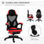Fauteuil ergonomique - Fauteuil à haut dossier rouge avec repose-pieds pour bureau avec dossier en filet, dossier lombaire, hauteur réglable, roulette pivotante