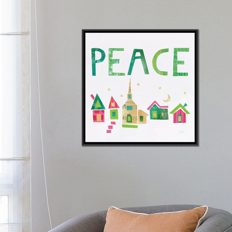 « christmas collage iv », art textuel sur toile, H 18 po x l 18 po x P 1,5 po, Toile avec cadre noir, Pas de tapis